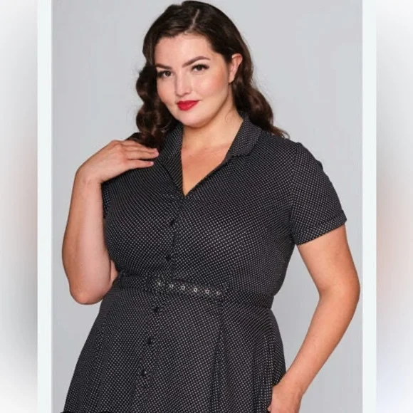 Collectif Small Dot Caterina Swing Dress Sz 12 EUC - Picture 2 of 9